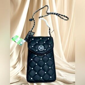 Badgley Mischka Pearl Strap Phone Case w/Diamond Quilting & Pearls - NWT